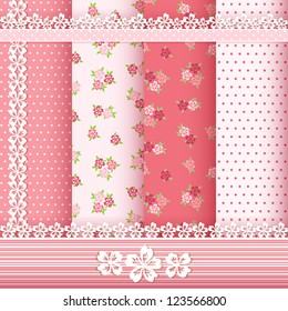 Set floral patterns and borders. Vector.