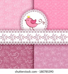 Set floral patterns and borders. Vector.