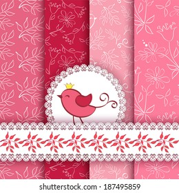 Set floral patterns and borders. Vector.
