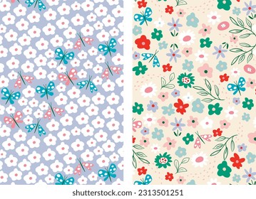 Conjunto de motivos florales. Collage botánico de estilo moderno y moderno.