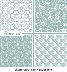 Set of floral patterns. Geometric seamless vector background.
