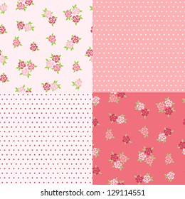 Set floral patterns for scrapbook. Vector.