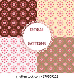 Set floral patterns. Vector illustration.