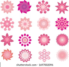 Set Of Floral Pink Abstract
