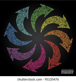 set of floral rainbow arrows - vector illustration