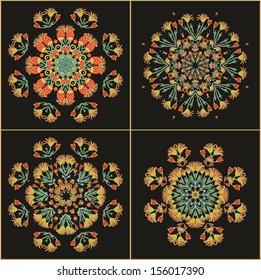 Set of floral rosettes