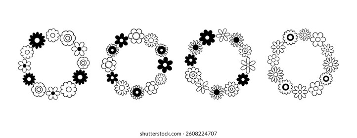 Set of floral round frame. 