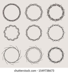 set of floral round frames. vector illustration.
