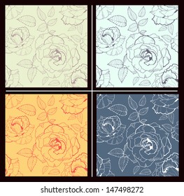 Set of floral seamless