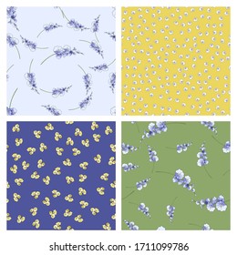 Set of floral seamless. Abstract background. Colorful texture with roses. Pattern can be used for wallpaper, pattern fills, web page background,surface textures.Vector illustration.
