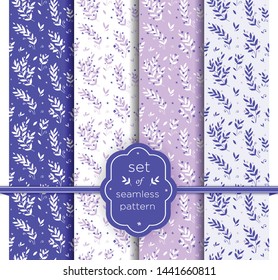 Set of floral seamless background. Template for scrapbooking, postcards, posters, wedding invitation, textile