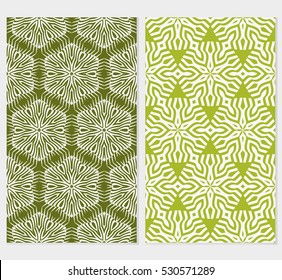 set of floral seamless pattern background. Luxury texture for wallpaper, invitation. Vector illustration. green color.