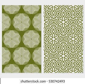 set of floral seamless pattern background. Luxury texture for wallpaper, invitation. Vector illustration. green color.