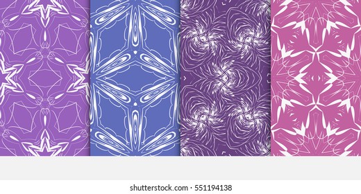 set of floral seamless pattern. geometry design. Vector. for invitation, bridal, wedding, wallpaper
