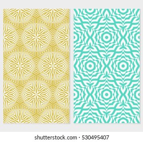 set of Floral seamless pattern. Optical illusion of the lines. Vector illustration. For the design, printing, invitations, wallpapers.
