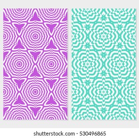 set of Floral seamless pattern. Optical illusion of the lines. Vector illustration. For the design, printing, invitations, wallpapers.