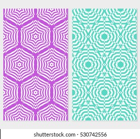set of Floral seamless pattern. Optical illusion of the lines. Vector illustration. For the design, printing, invitations, wallpapers.