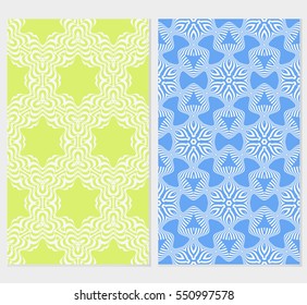 set of floral seamless pattern. vector illustration. For design, wallpaper, invitation. green, blue background