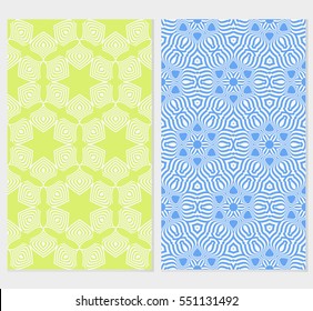 set of floral seamless pattern. vector illustration. For design, wallpaper, invitation. green, blue background