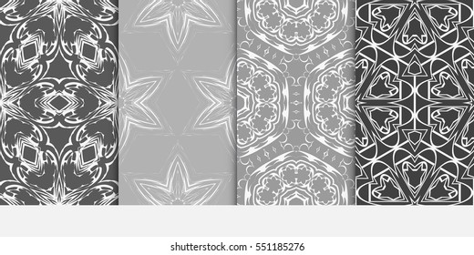 set of floral seamless pattern. vector illustration. For design, wallpaper, invitation