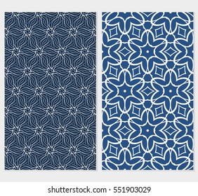 set of floral seamless pattern. vector illustration. For design, wallpaper, invitation. dark blue background