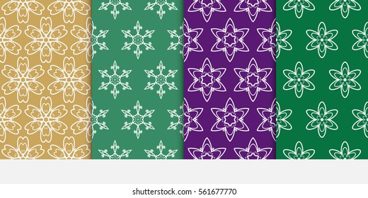 set of floral seamless pattern. vector illustration. For design, wallpaper, invitation, textile, fabric