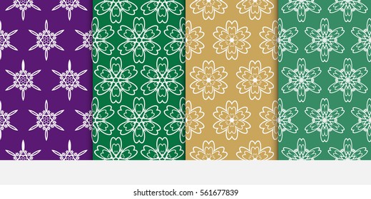 set of floral seamless pattern. vector illustration. For design, wallpaper, invitation, textile, fabric