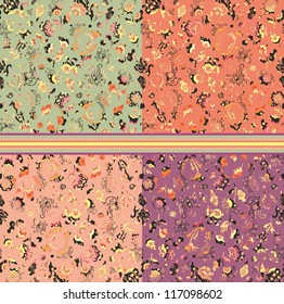 set of floral seamless patterns