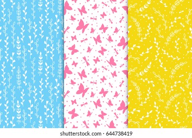 Set of floral seamless patterns 