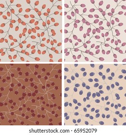 Set of floral seamless patterns - branch of berries