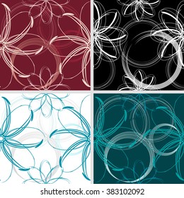 Set of floral seamless patterns, can be used for wallpaper, website background, textile printing, vector background.