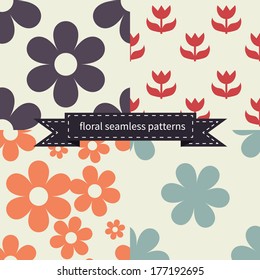 Set of floral seamless patterns. Endless texture can be used for wallpaper, pattern fills, web page background, surface textures etc.