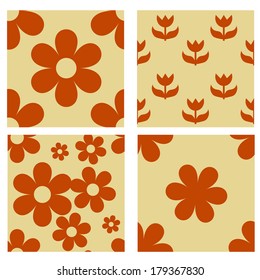 Set of floral seamless patterns. Endless texture can be used for wallpaper, pattern fills, web page background, surface textures etc.