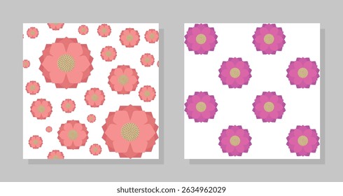 Conjunto de padrões florais sem emenda em chão branco. Vetor abstrato floral imprimível ideias padrão para têxteis, decoração de casa, modelo, folheto, banner, papel de parede, laminados. Ilustração vetorial.