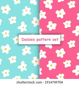 Fijar los motivos florales sin fisuras con las mareas de verano sobre un fondo luminoso de estilo plano. Resumen del patrón floral brillante.