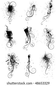 Set of floral splash designs