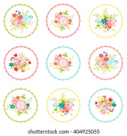 Set Floral Stickers Various Occasions Vector Stock Vector (Royalty Free ...