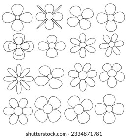 Set of floral stripes on a white background