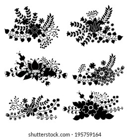 Set floral stylized composition in retro style. 
