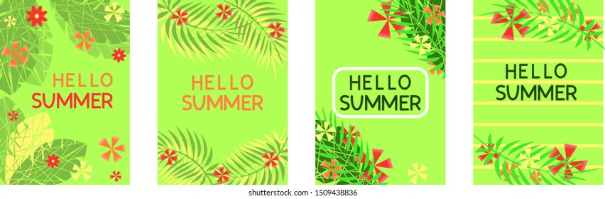 set of floral summer backgrounds