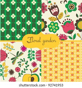 set of floral summery wallpapers