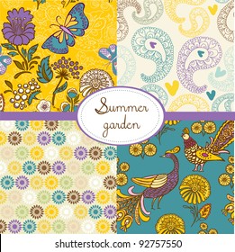 set of floral summery wallpapers