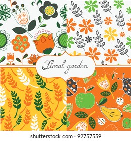 set of floral summery wallpapers