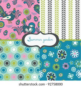 set of floral summery wallpapers