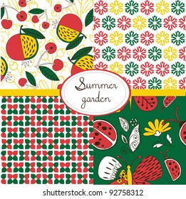 set of floral summery wallpapers