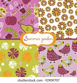 set of floral summery wallpapers
