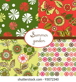 set of floral summery wallpapers