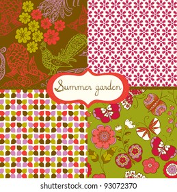 set of floral summery wallpapers