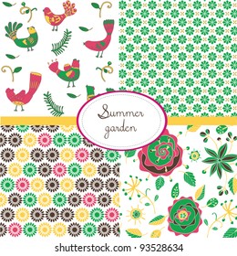 set of floral summery wallpapers