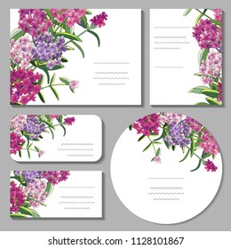 Set with floral templates. Round, square, rectangular, different shapes.